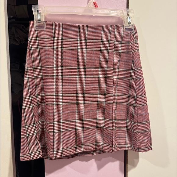 Red Gray A-Line Mini Skirt - Picture 4 of 4